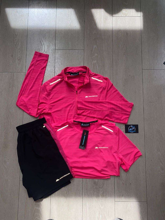 MONTERRAIN 1/4 ZIP 3-PIECE SET - PINK/BLACK