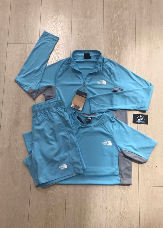 THE NORTH FACE 1/4 ZIP 3-PIECE SET - BABY BLUE/GREY